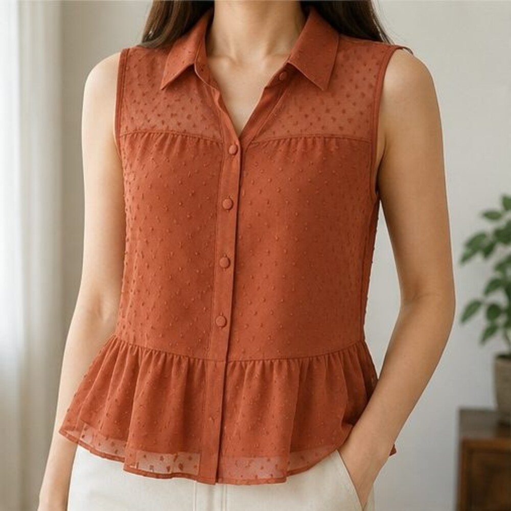 Rust Peplum Top - Picture 2 of 6